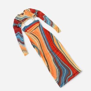 AFRM Matera Cut Out Mesh Midi Dress